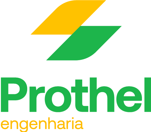 Logo da empresa Prothel Engenharia composta pelas palavras Prothel Engenharia